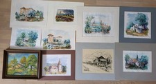 Sammlung von 10 handgemalten Originalen vor allem Aquarelle u.a. von Florenz