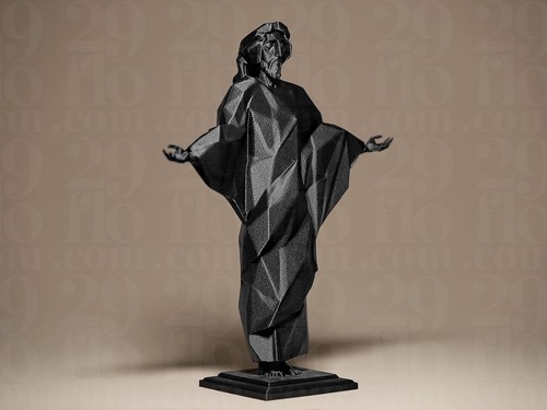 Modern geometric jesus statue - jesus,