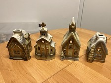 Weihnachtshäuser Teelicht Kirchen Set 4 Stück