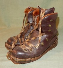 Braune Leder Stiefel Skistiefel Vintage Gebirgsjäger original alt 1930-50 