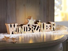 LED-Schriftzug Winterzauber Holz Deko LED Dekoration Wohnungsdeko Beleuchtung