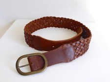 Ledergürtel Flechtgürtel/geflochtener Gürtel Farbe: cognac/Naturbraun Gr.80