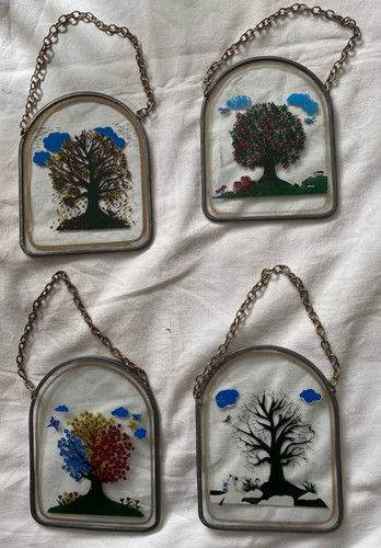 Vintage glasfensterbilder set - vintage,