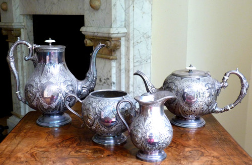 Silber teller set teekanne - teller,