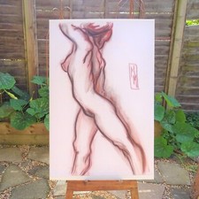 Original Akt Pastell Zeichnung