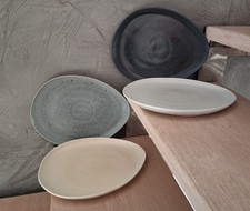 CreaTable, Pietra, 4 Speiseteller, groß,  30 x 24 cm, Steinzeug NEU