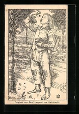 Künstler-AK Junge isst Kirschen nach Graf Leopold von Kalckreuth, Kinderfürsorg 