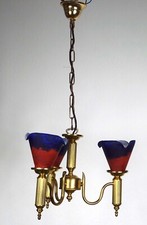 Antik Französische Messing-Pate de Verre Kronleuchter, Lüster 3 Flammig