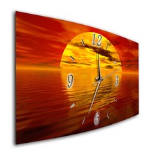 BM Wanduhr 60 cm x 30 cm  leises Uhrwerk Funkwanduhr 186-1a Meer Strand Sonne