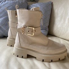 Boots Stiefeletten Beige Zipper Gold Tamaris 40 Plateau 