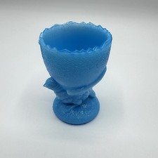 Eierbecher Glas Küken Huhn Portieux Vallerysthal Glas Opalglas Blau Pressglas