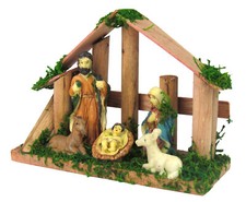 Krippe XL aus Holz, mit Moos