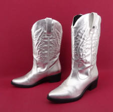 MTNG COWBOY - BIKER Stiefel  Boots Damenstiefel Schuhe Leder Silber Gr. 40