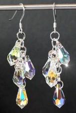 Silber Ohrringe mit Swarovski® Kristallen Tropfen schillernd lang in Schmuck Box