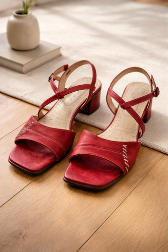 Echtleder sandalen rot beige - sandalen,