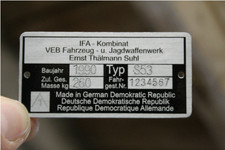 Typenschild für Simson S53