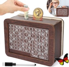 Spardose aus Holz mit Zähler
