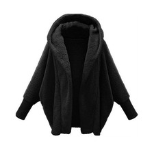 Damen Plüsch Warme Kapuzen Mantel Teddyfell Coat Fleecejacken Winterjacke DE