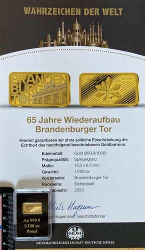 Kleines gold barren 100 oz - gold", 1/100