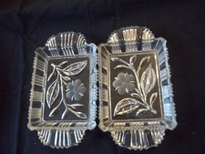 2 Decorative Schöne Glas Anbiet Schälchen  rechteckig 50iger Jahre Glasschale 