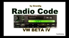 VW Beta IV  4  by Grundig - Radio Code - Grün  Blau KEY CODE ! - Volkswagen