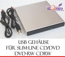EXTERNES SLIMLINE GEHÄUSE CASE USB 2.0 FÜR CD/DVD CD-RW DVDRW LAUFWERK USB POWER