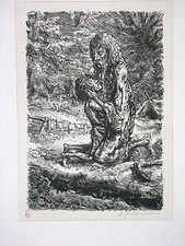 A. PAUL WEBER, Original Lithographie 1960, Nachlass, Der Eremit