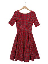 HELL BUNNY Damen Freizeitkleid Rot Kariert Vintage Preppy Gr. 34/XS Midikleid