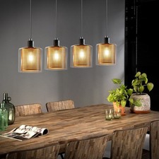 ZMH Vintage Pendelleuchte 4-flammig Glas Gold Für Esstisch