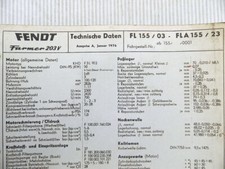 Fendt Farmer 203 V FL 155 -  FLA 155 / 23 Technische Daten 1976