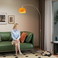 HOMCOM Stehlampe Wohnzimmer im Bogen Design mit Marmorsockel, dimmbar