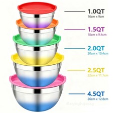 Edelstahl Schüssel Rührschüssel Küchenschüssel mit Decke - 5tlg Set Rührschüssel