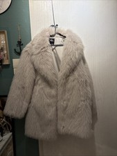 Zara Fellmantel Kunstfell Mantel Beige Größe L Neu