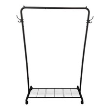 HOMIDEC Tragbare Kleiderstange Ständer mit Haken & Ablage, 40 kg Kappe., Schwarz