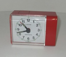 -495- Retro Design DUGENA electronic Reisewecker Klassiker ROT 70er Jahre