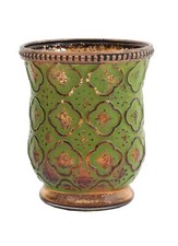 Teelichthalter Windlicht Kerzenglas grün Vintage Landhaus Skandi B-Ware