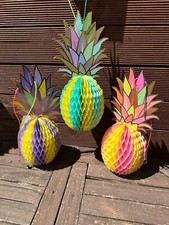 3D / Wabendeko - Südsee / Hawaii / Sommer Partydeko - Ananas - 3er Set Bunt