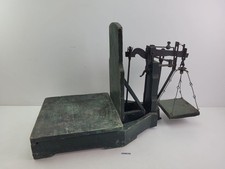 Waage kleine Sackwaage 50kg Gusseisen Holz Grün Eibenstock Antik Deko #258236