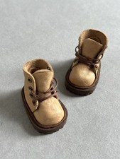 Puppen Schuhe aus echtem Brauen Leder 3,5 x 2,3 cm NEU Handwerk