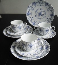 Tirschenreuth Salzburg Musselmat blau 3 Kaffeegedecke Tassen Teller 