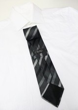 Olymp Krawatte Herren One Größe 100% Seide Spitz Klassisch Streifen Dark Shades