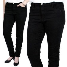 KAROSTAR ★ BASIC JEANS HOSE BOYFRIEND BAGGY STRETCH SCHWARZ NEU 36 38 40 42 44