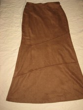 VINTAGE Maxirock Faux-Wildleder Hippie Zigeuner Hennes 36 braun glockig ungefütt