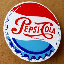 PEPSI-COLA = Altes Emailschild USA um 1995 Limonade Kronkorken RAR und MAKELLOS