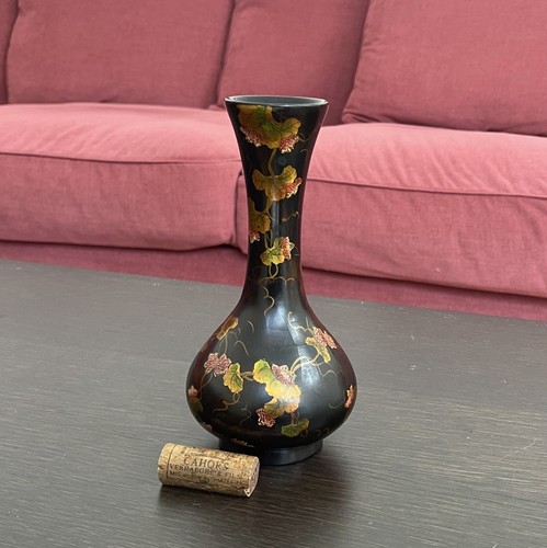 Vintage schwarzlack vase mit - schwarzlack,