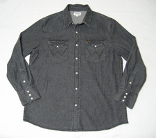 WRANGLER Heritage Western Jeanshemd L Herren Grau Earth Wash Vintage - Stil