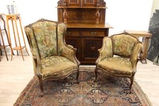 Rokoko ein paar Sessel mit Seide bezogen