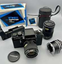 Topcon Super DM mit 35mm und 135mm Objektiven, Winder und Zwischenringen 