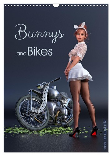 Bunnys and bikes wandkalender - and,