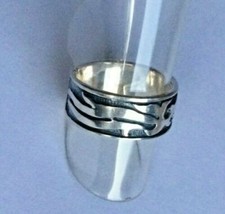 Ring Ehering Bandring mit abstraktem Muster Silber 925 Gr. 50 - 16 mm (J563)